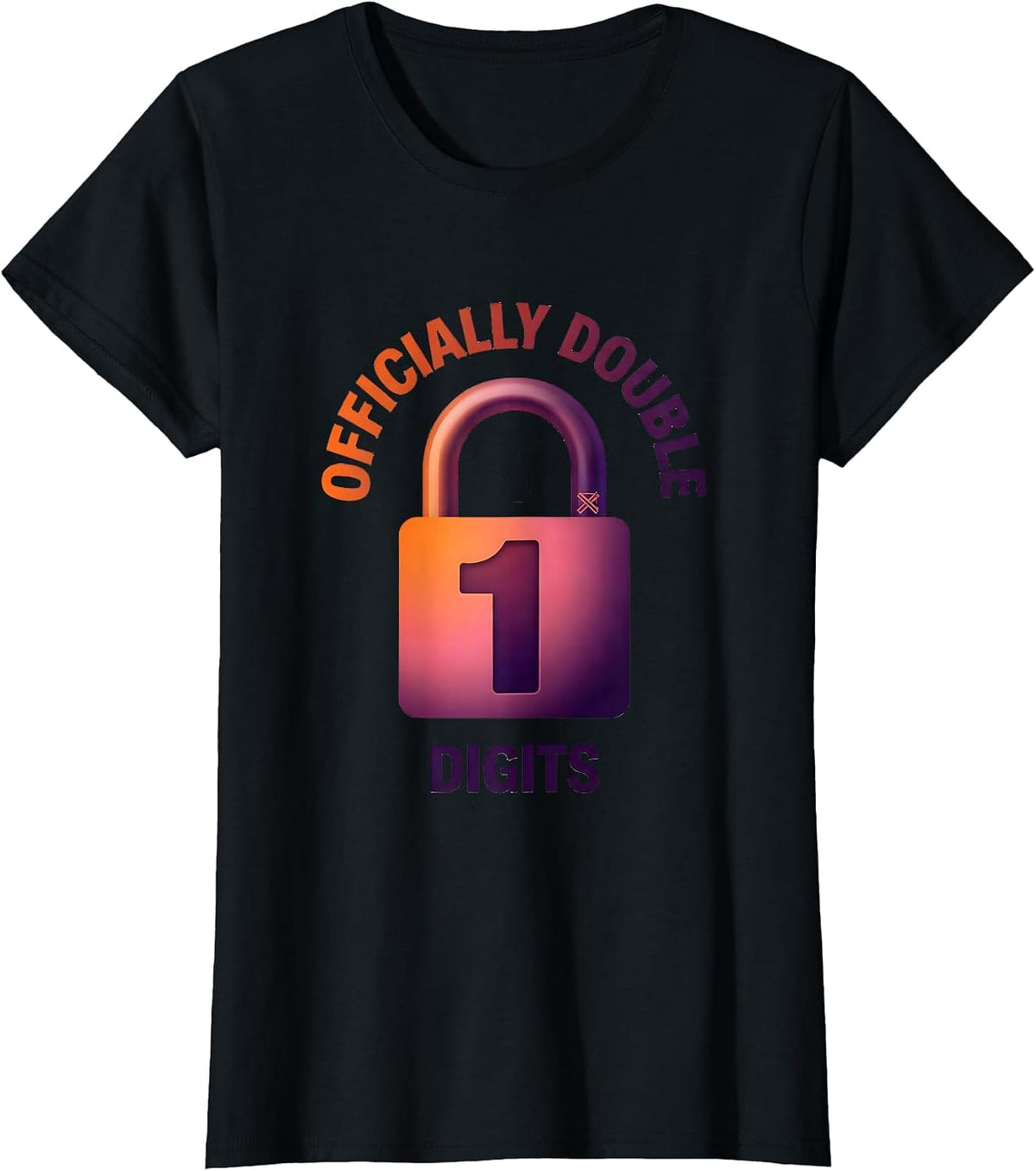 Women's Officially Double Digits Gradient Level Unlocked Gamer T-Shirt - Black