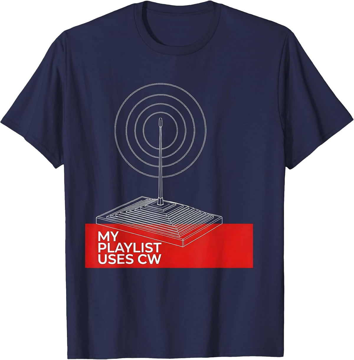 Men's My Playlist Uses CW Funny Ham Radio Operator Humor T-Shirt - Navy Blue