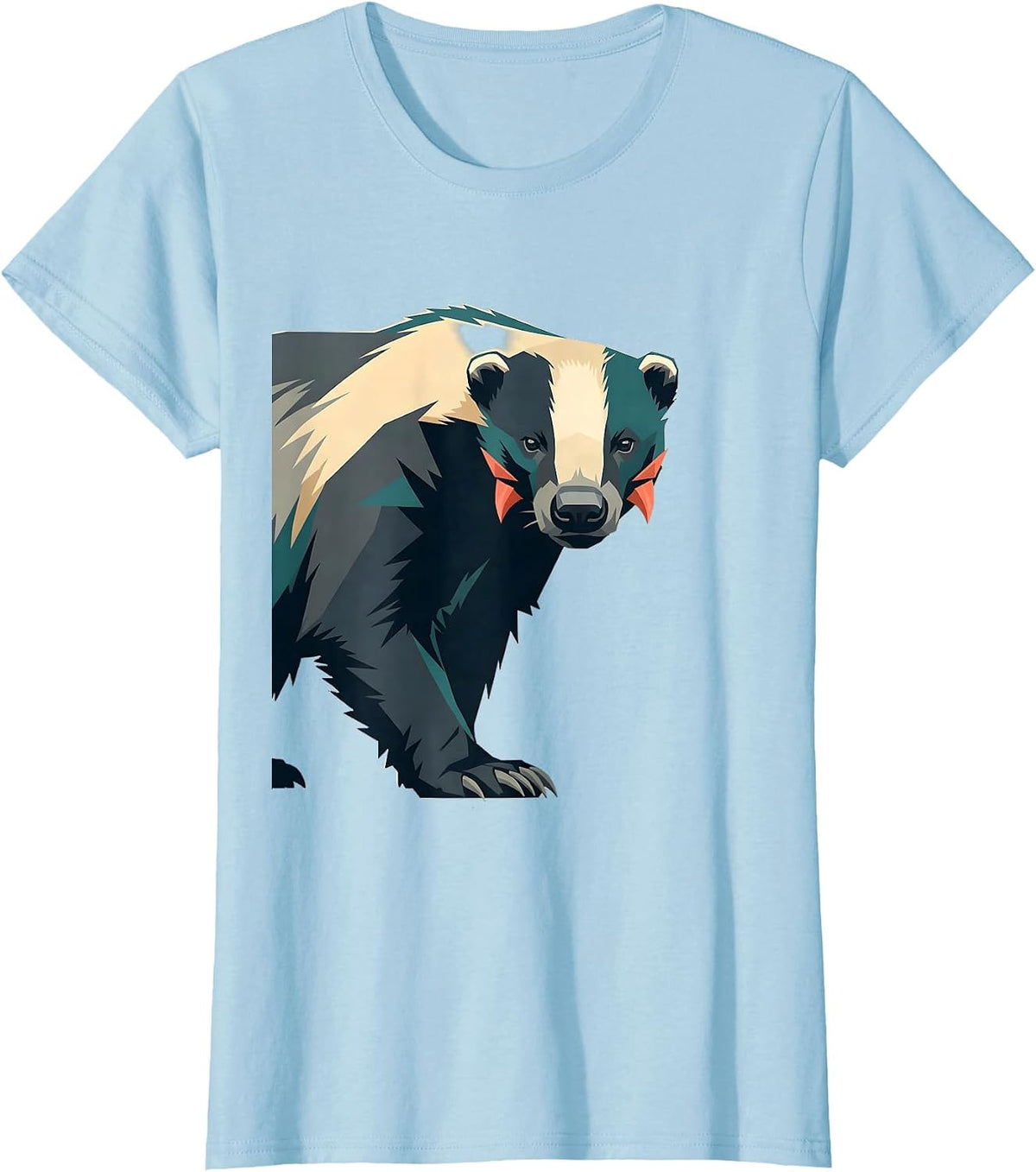 Women's Honey Badger Flat Vector Animal Humor Gift T-Shirt - Baby Blue