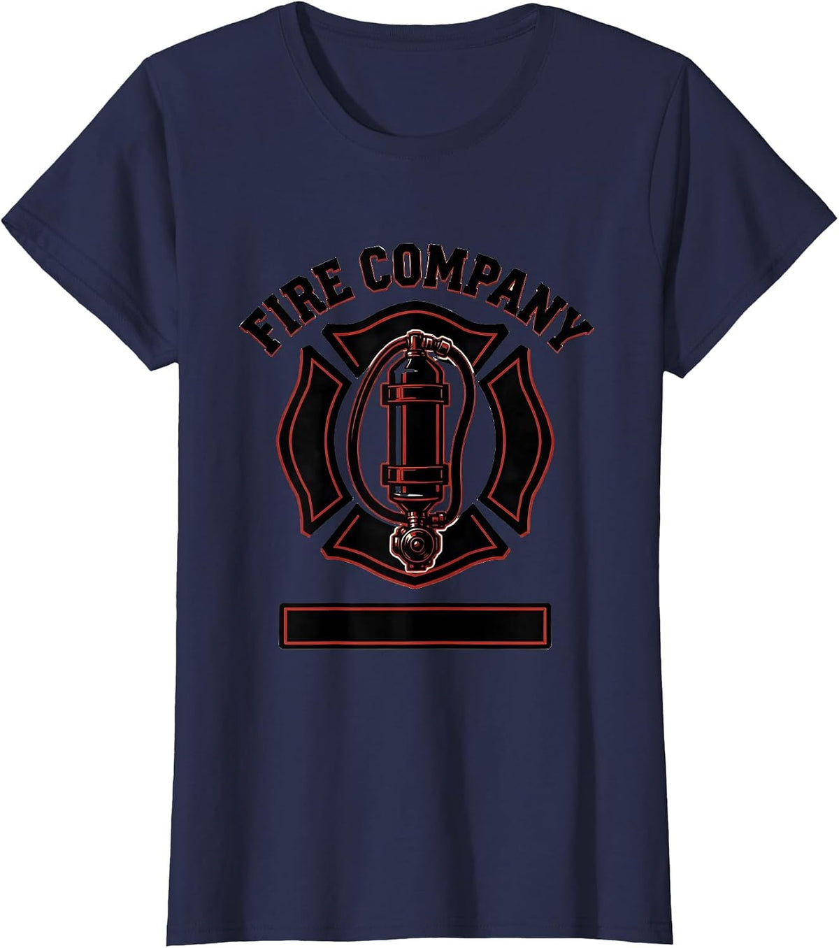 Women's Fire Company Stencil Graphic Firefighter Badge Duty Humor T-Shirt - Navy Blue