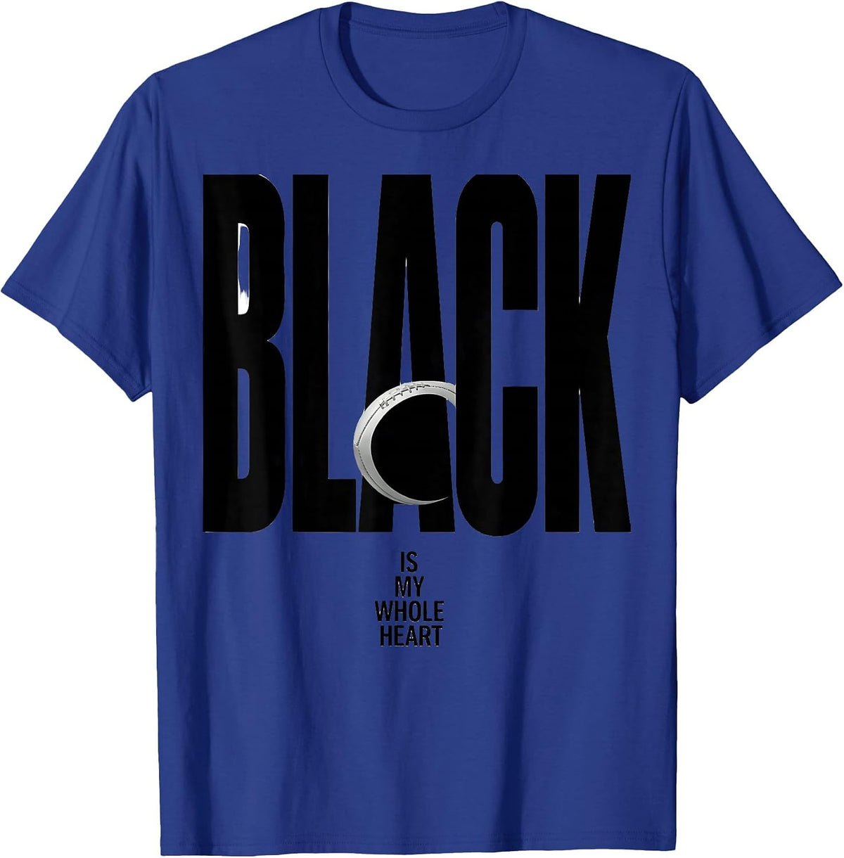 Men's Black Is My Whole Heart National Pride Rugby Fan Kiwi T-Shirt - Royal Blue