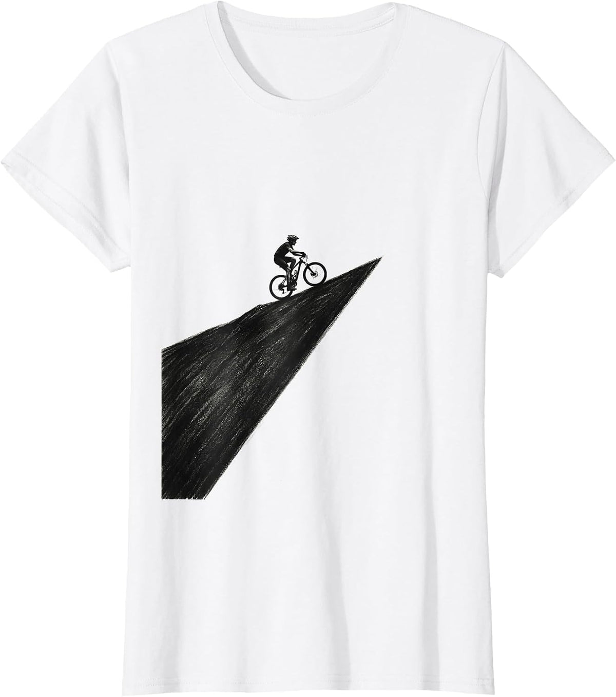 Cyclist Silhouette Mountain Summit Climbing T-Shirt - White