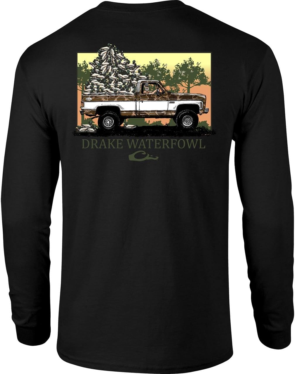 Drake Waterfowl Men's Decoy Overload Long Sleeve Pocket Tee, Lightweight Cotton Blend - Black