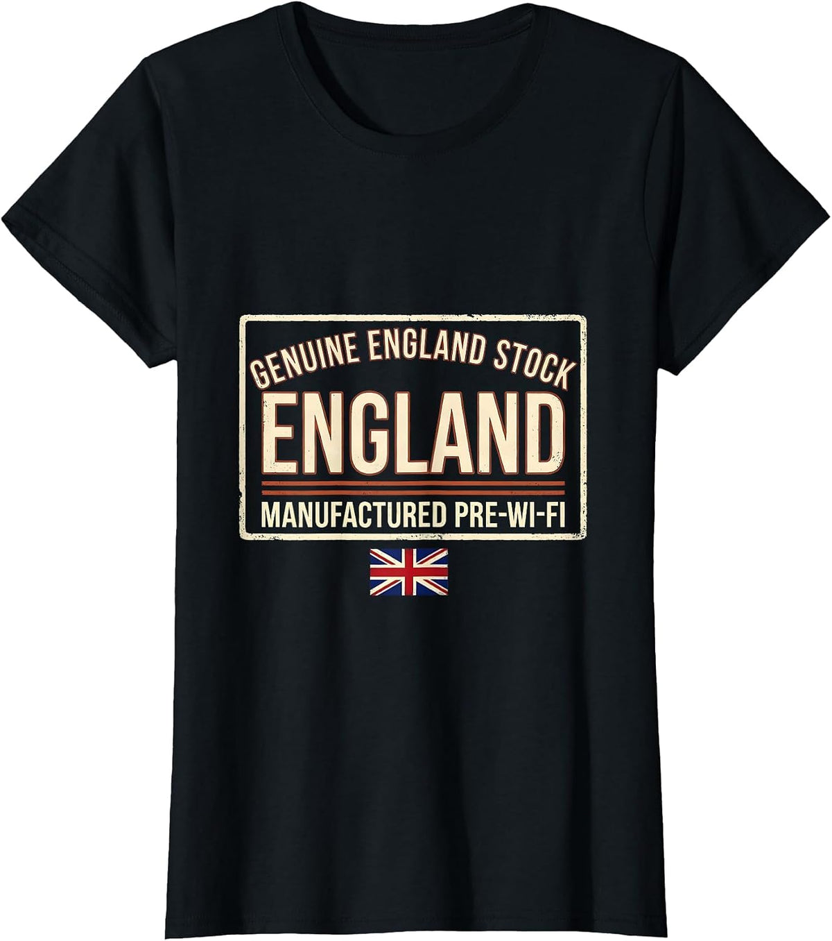 Women's Genuine England Stock Manufactured Pre-Wi-Fi Vintage T-Shirt - Black