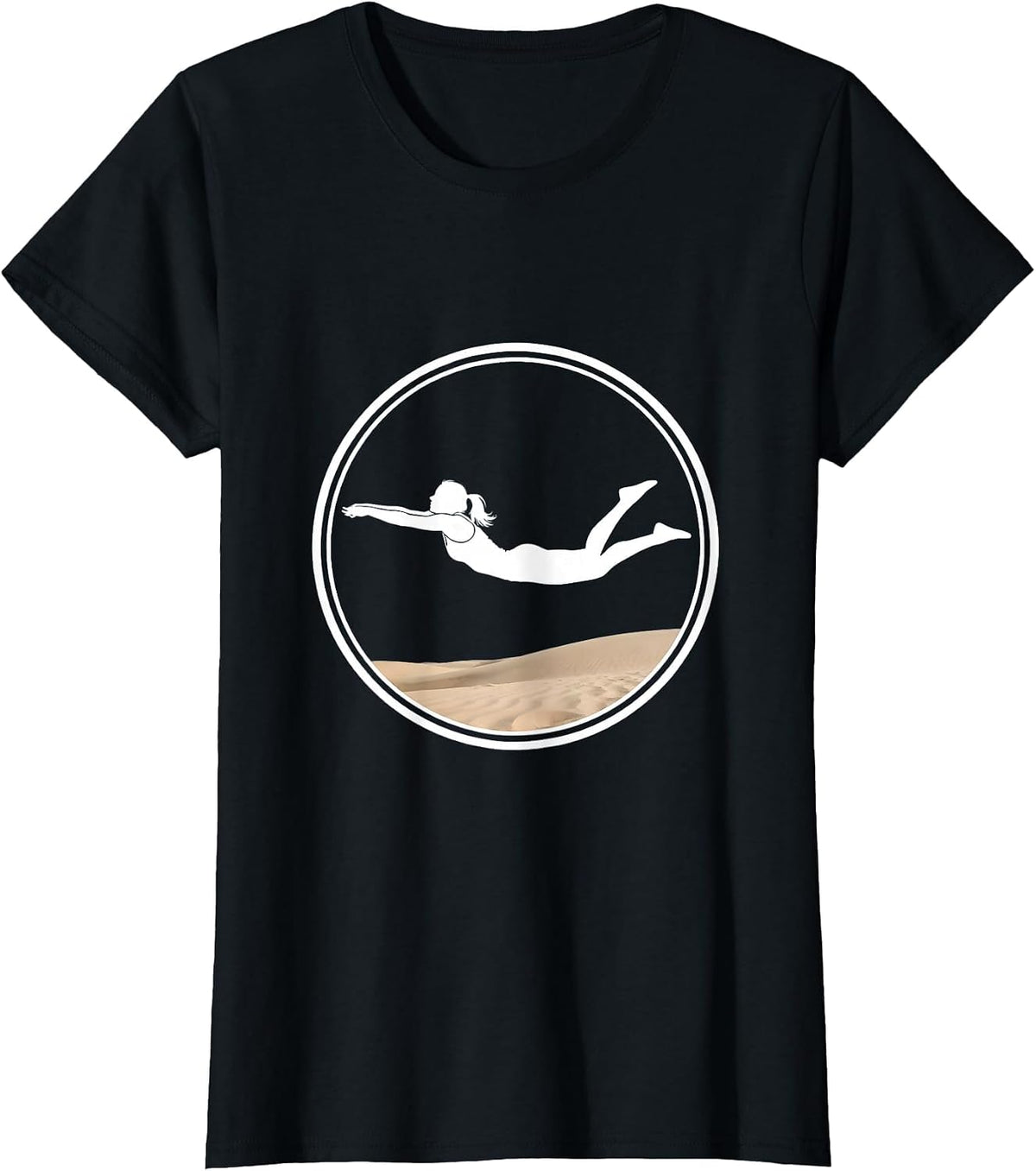 Women's Beach Volleyball Libero Diving Save Graphic T-Shirt - Black