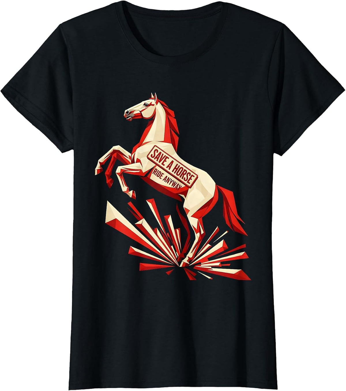 Women's Save a Horse Ride Anyway Funny Equestrian Design T-Shirt - Black
