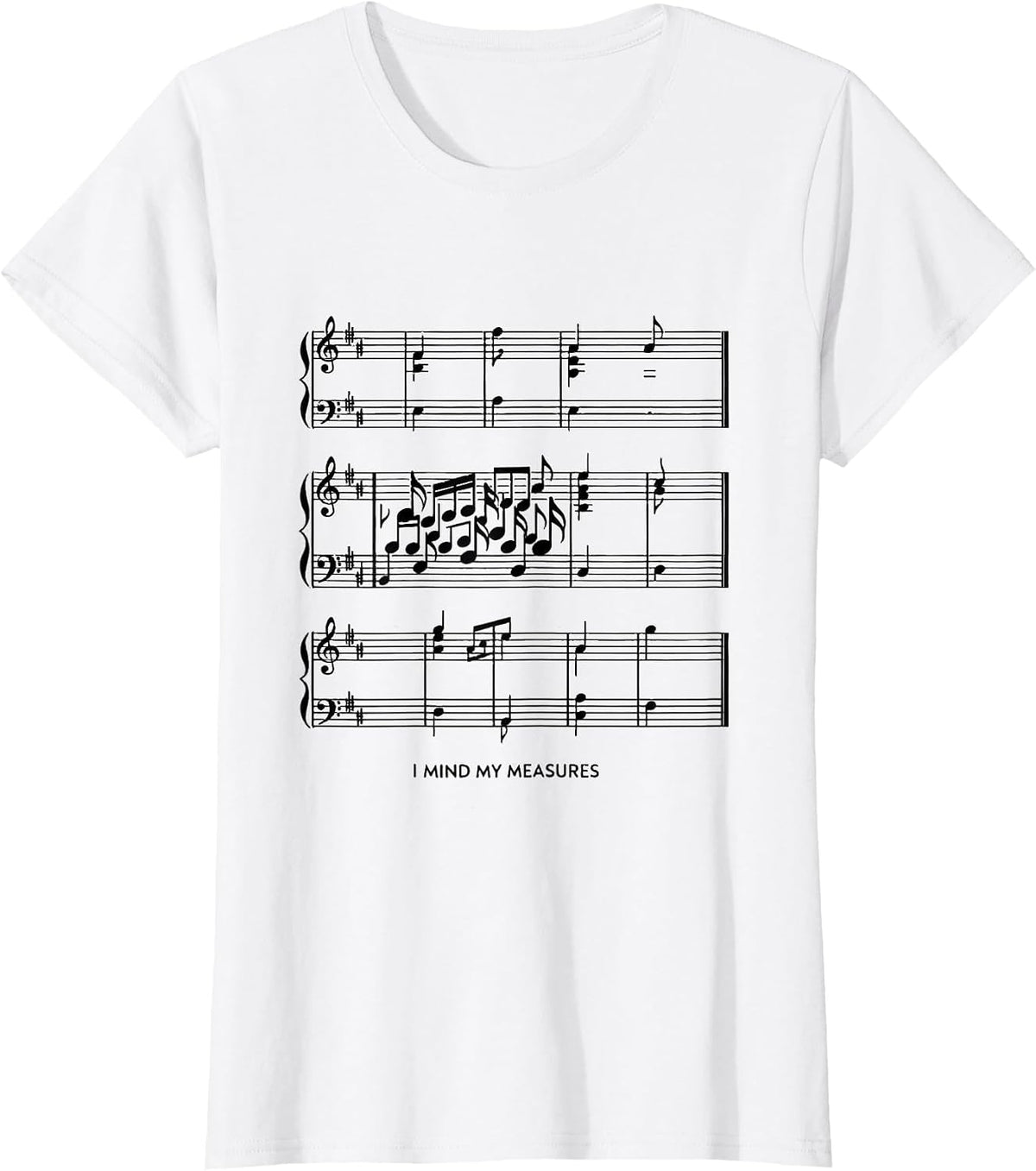 Women's I Mind My Measures Funny Musician Band Member Music Teacher T-Shirt - White