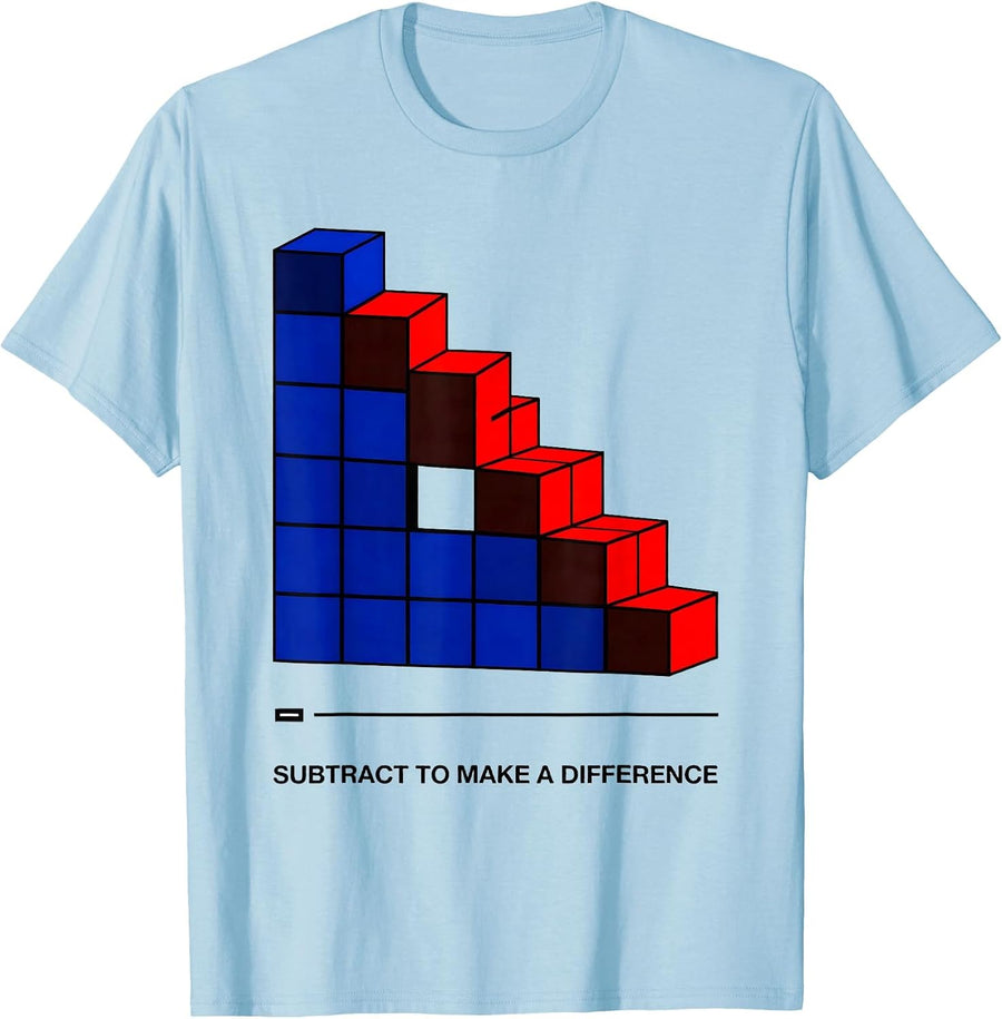 Men's Subtract To Make A Difference Funny Math Teacher T-Shirt - Baby Blue