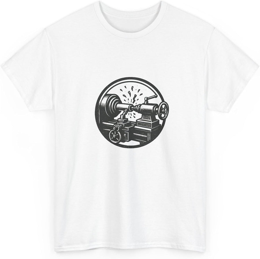 Vintage Metal Lathe Machinist T-Shirt Industrial Trade Worker Mechanical Badge Graphic Gifts for Men - White
