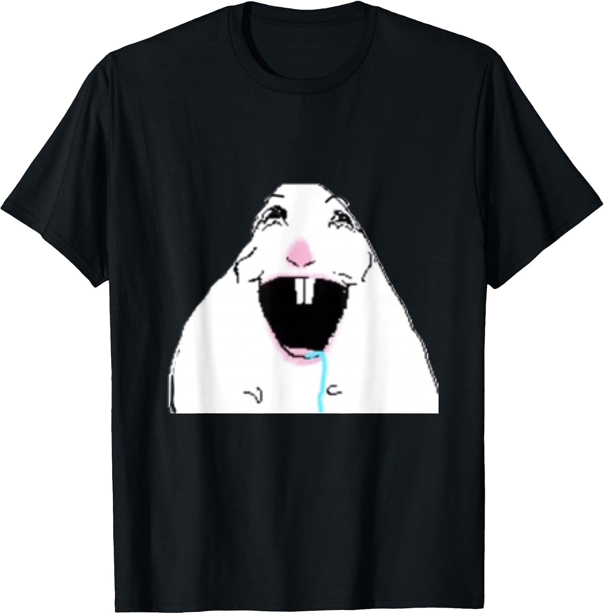 Silly Drooling White Hamster T-Shirt - Black