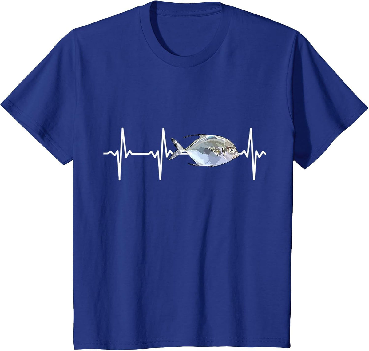 Pompano Heartbeat for Saltwater Fish Lovers T-Shirt - Royal Blue