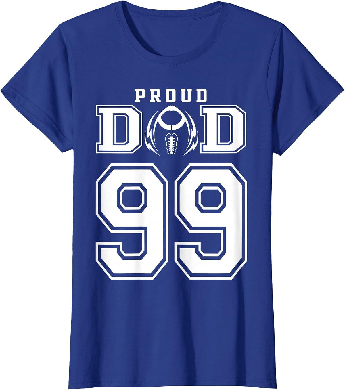 Custom Proud Football Dad Number 99 Personalized for Men T-Shirt - Royal Blue