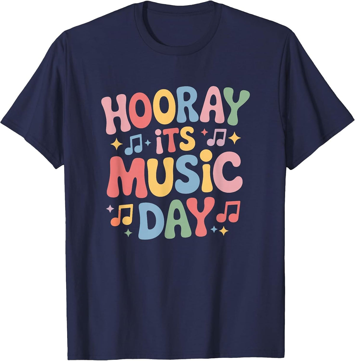 Hooray Its Music Day, Singing Instrument Music Teacher T-Shirt - Navy Blue