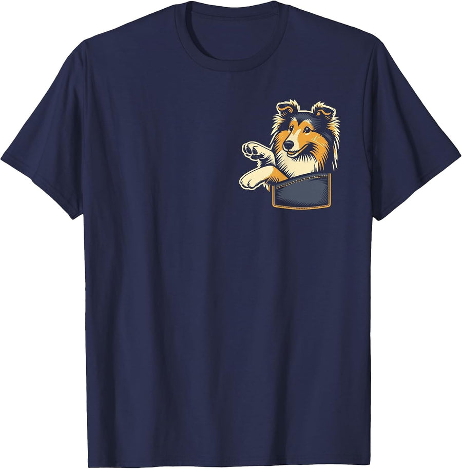 Cute Shetland Shepherd The Sheltie Graphic Design T-Shirt - Navy Blue