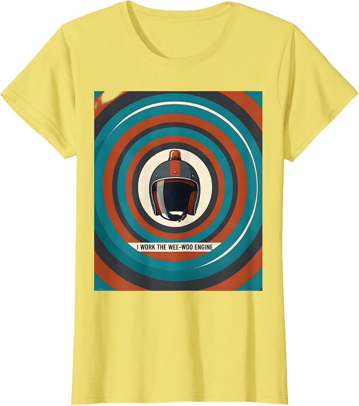 Women's I Work The Wee-Woo Engine Funny Firefighter Humor Gift T-Shirt - Lemon Yellow