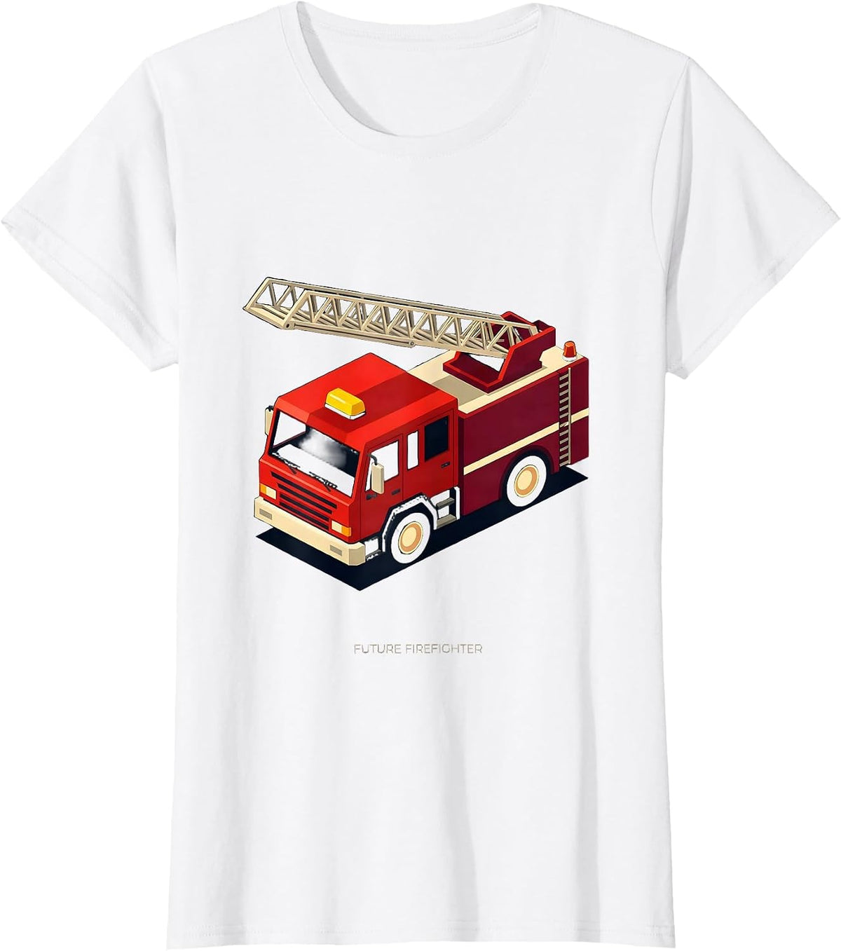 Future Firefighter Isometric Vector Fire Truck Kids Toddler T-Shirt - White