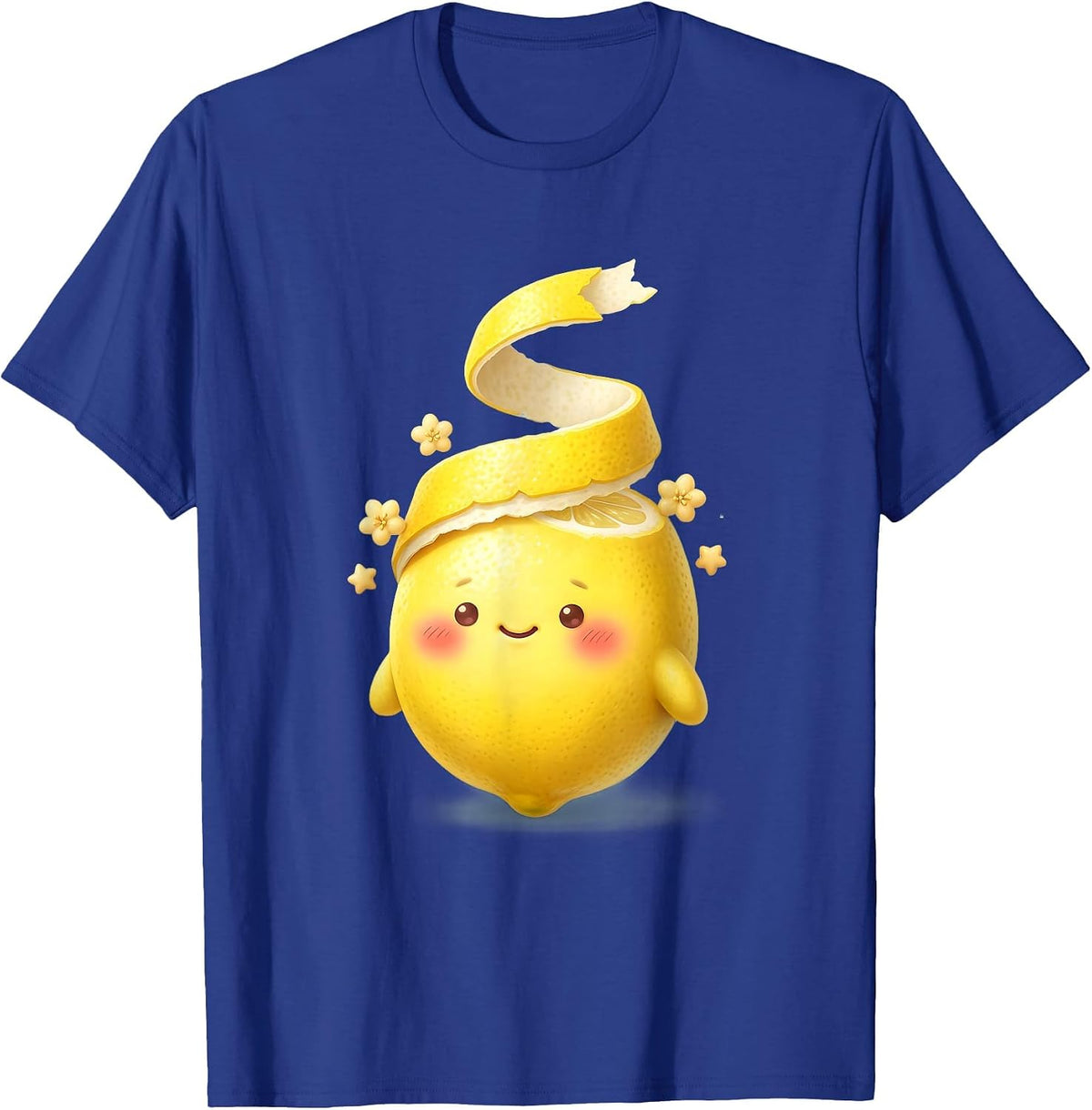 Lemon Peel Spiral Citrus Art Graphic Design T-Shirt - Royal Blue