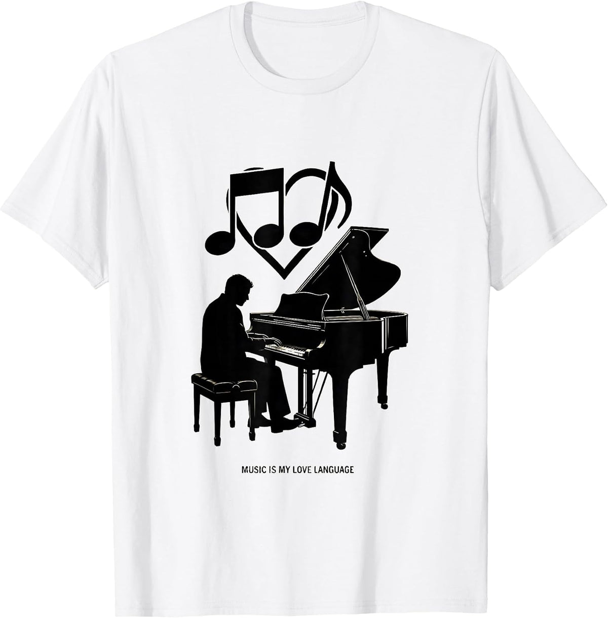 Men's Music Is My Love Language Music Teacher Design T-Shirt - White