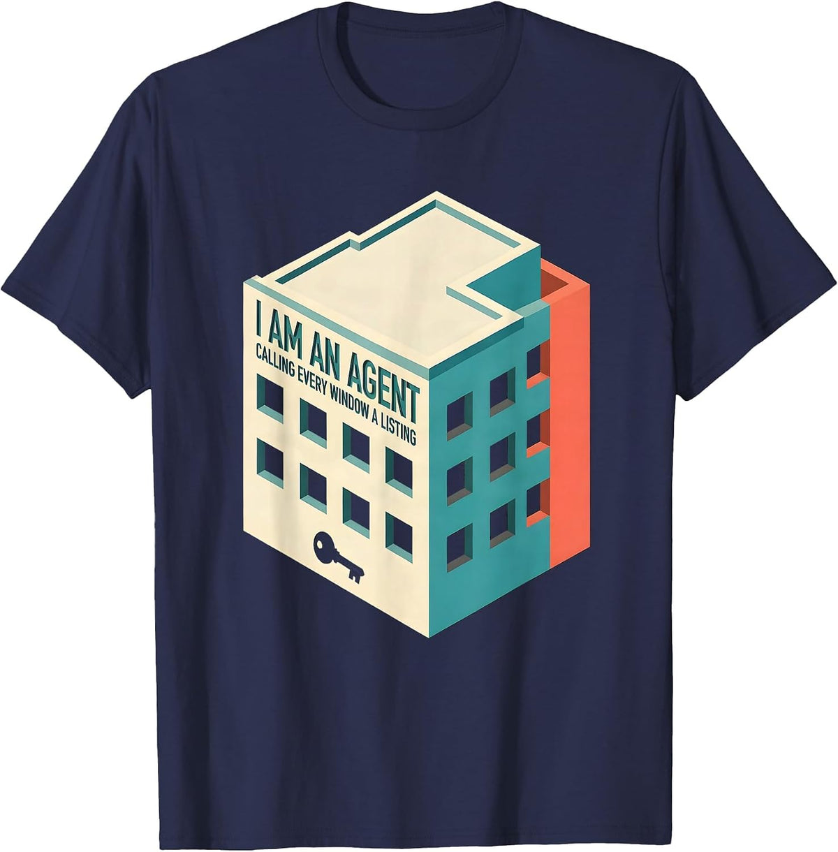Men's I Am An Agent, Calling Every Window A Listing Funny Realtor T-Shirt - Navy Blue