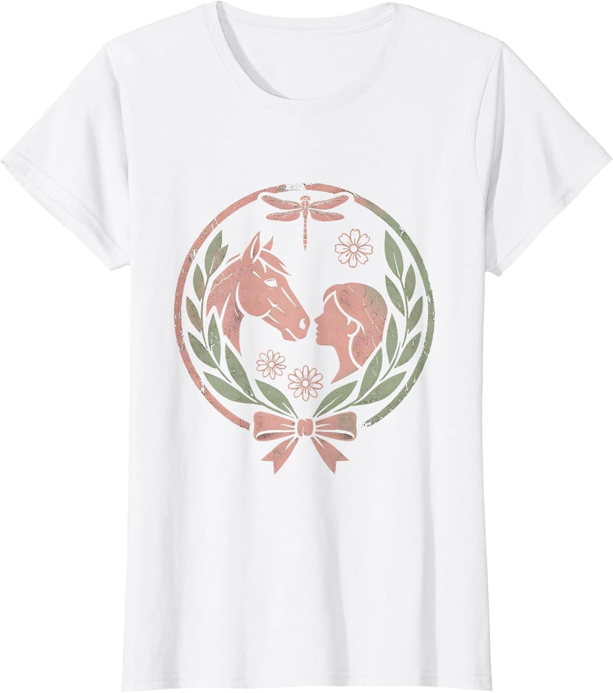 Horse and Rider Nose-to-Nose Western Portrait T-Shirt - White
