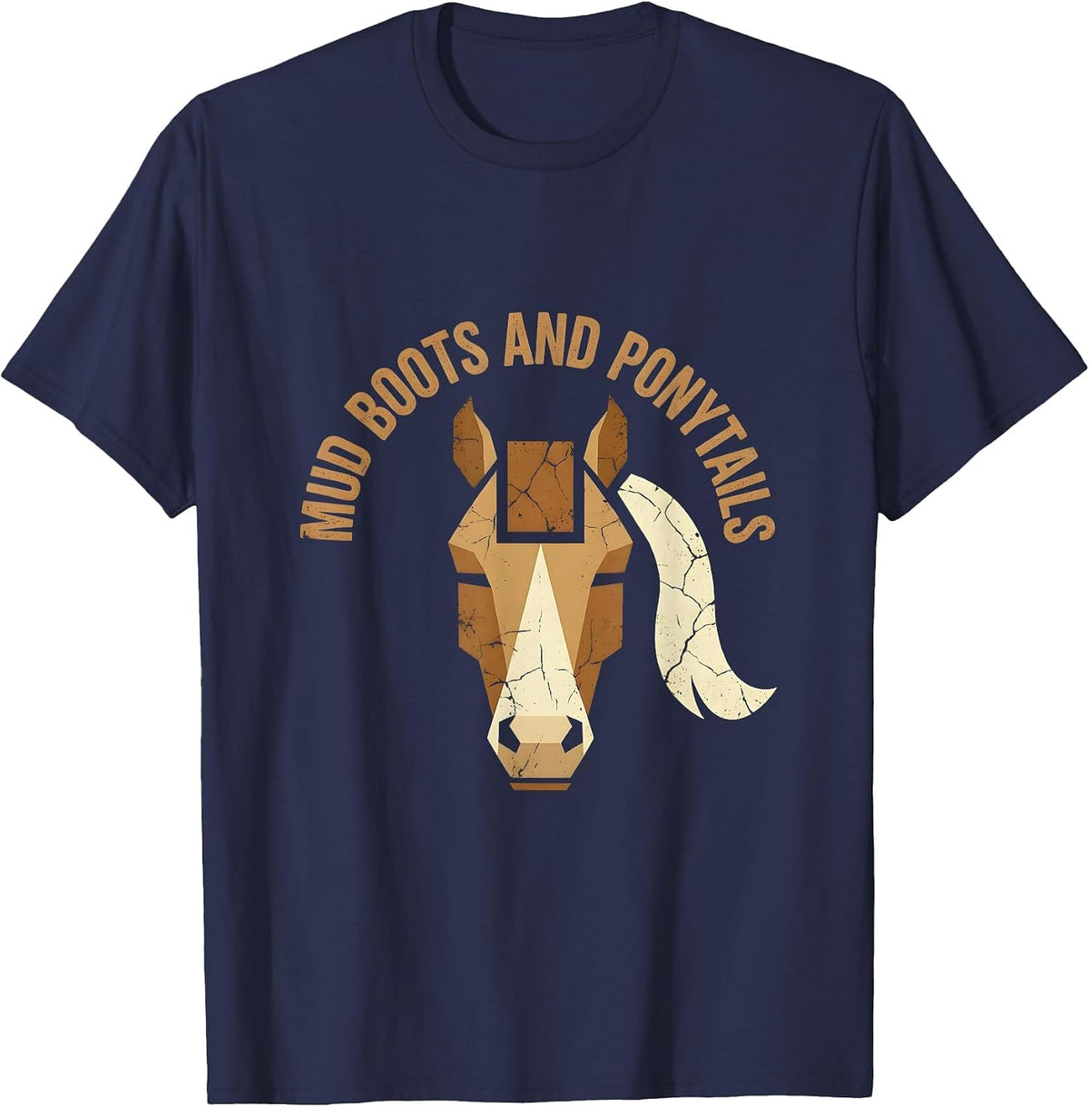 Mud Boots and Ponytails Equestrian Design T-Shirt - Navy Blue