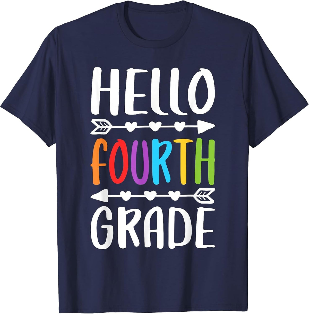 Hello Fourth Grade Shirt 4th Grade Boy Girl Student Teacher T-Shirt - Navy Blue