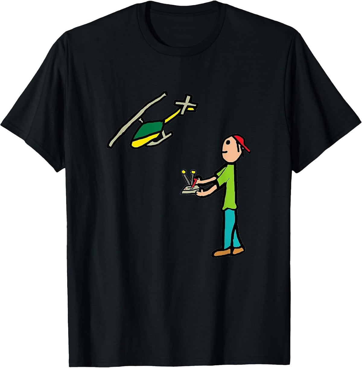 RC Model Helicopter Flying T-Shirt - Black