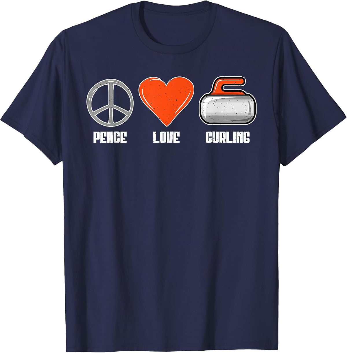 Peace Love Curling T-Shirt - Navy Blue