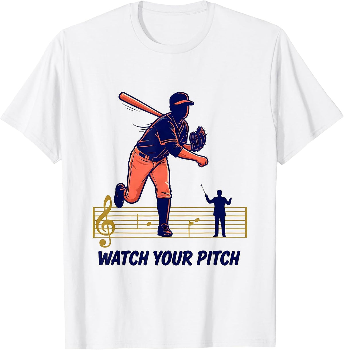 Men's Watch Your Pitch Funny Music Teacher Gift Humor T-Shirt - White