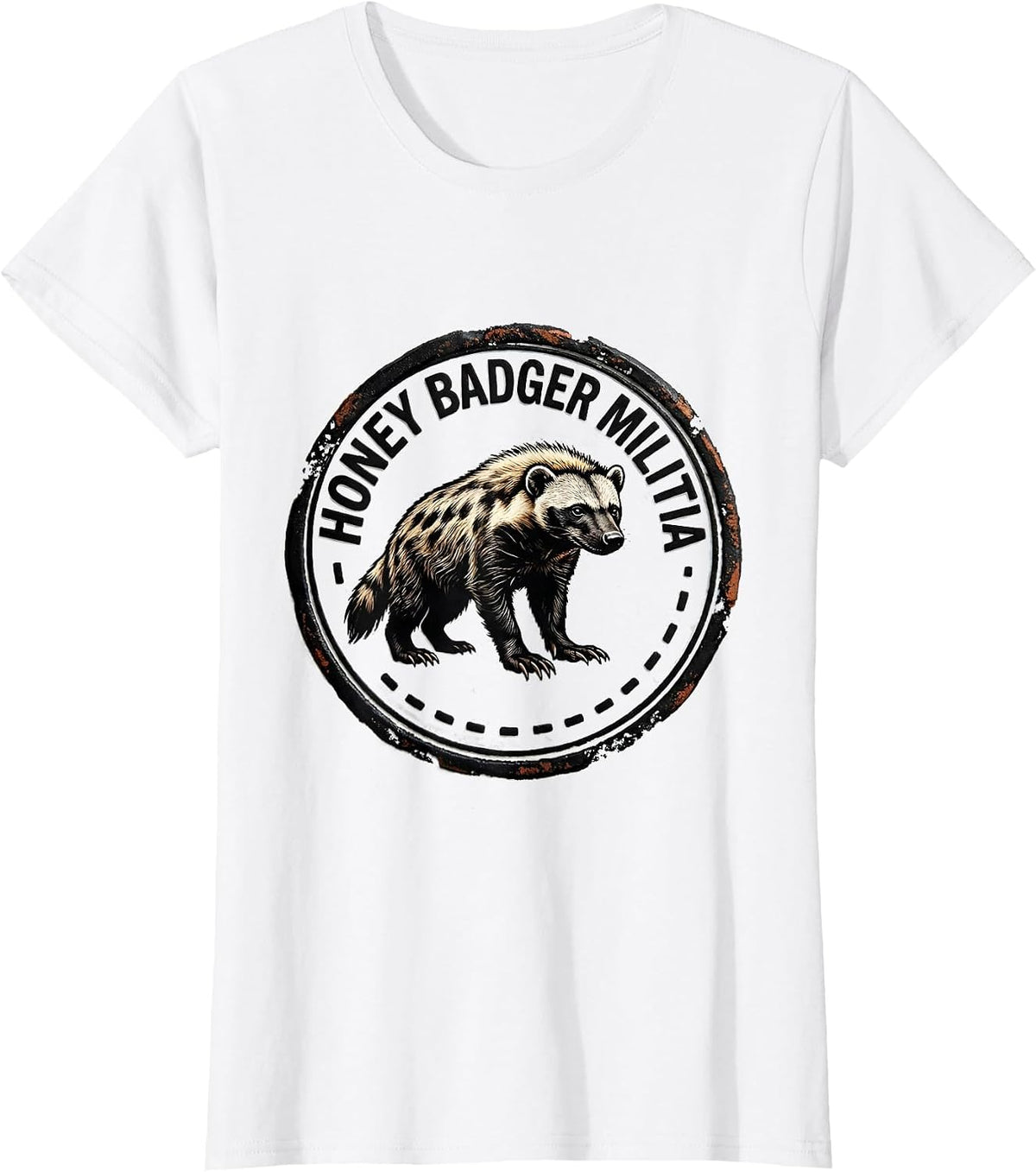 Honey Badger Militia Funny Animal Lover Wildlife Humor T-Shirt - White