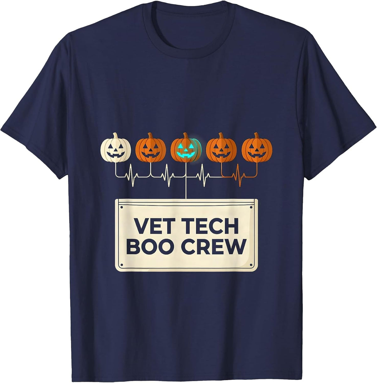 Men's Vet Tech Boo Crew Funny Veterinary Technician Halloween T-Shirt - Navy Blue