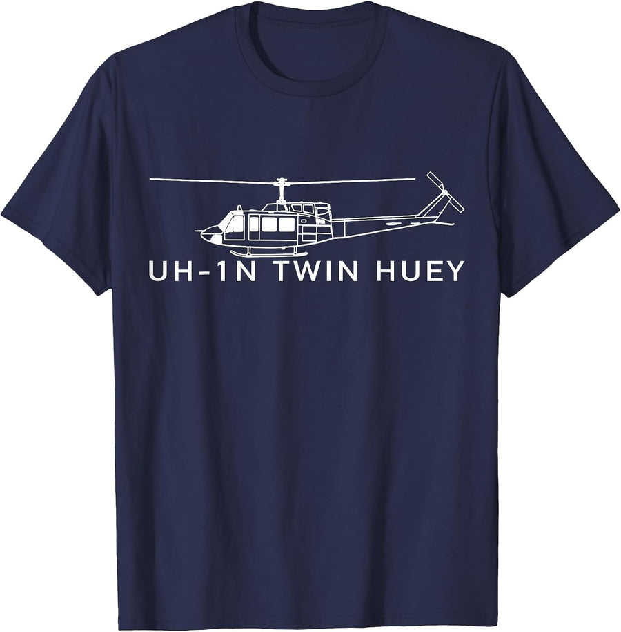 UH-1N Twin Huey Military Helicopter Tshirt Gift T-Shirt - Navy Blue