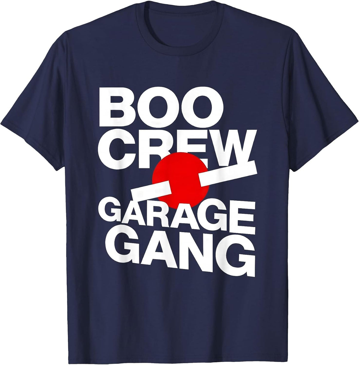 Boo Crew Garage Gang Mechanic Halloween Design T-Shirt - Navy Blue