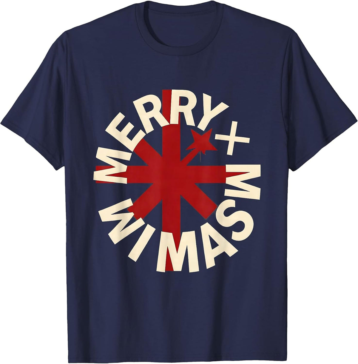 MERRY ×MAS Math Teacher Christmas Pun Humor T-Shirt - Navy Blue