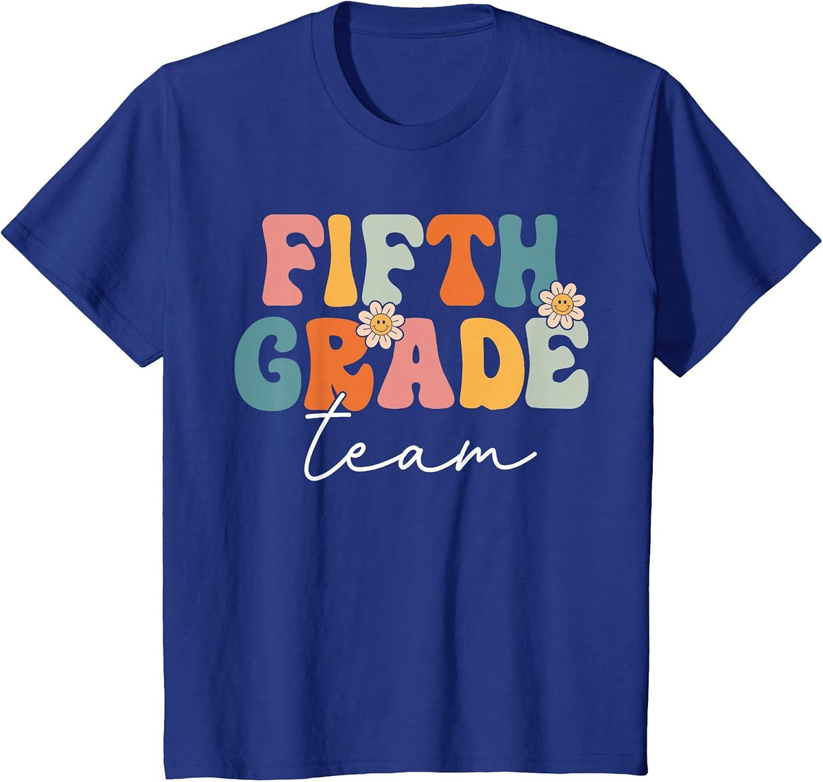 Fifth Grade Team Retro Groovy Back to School 5th Grade T-Shirt - Royal Blue
