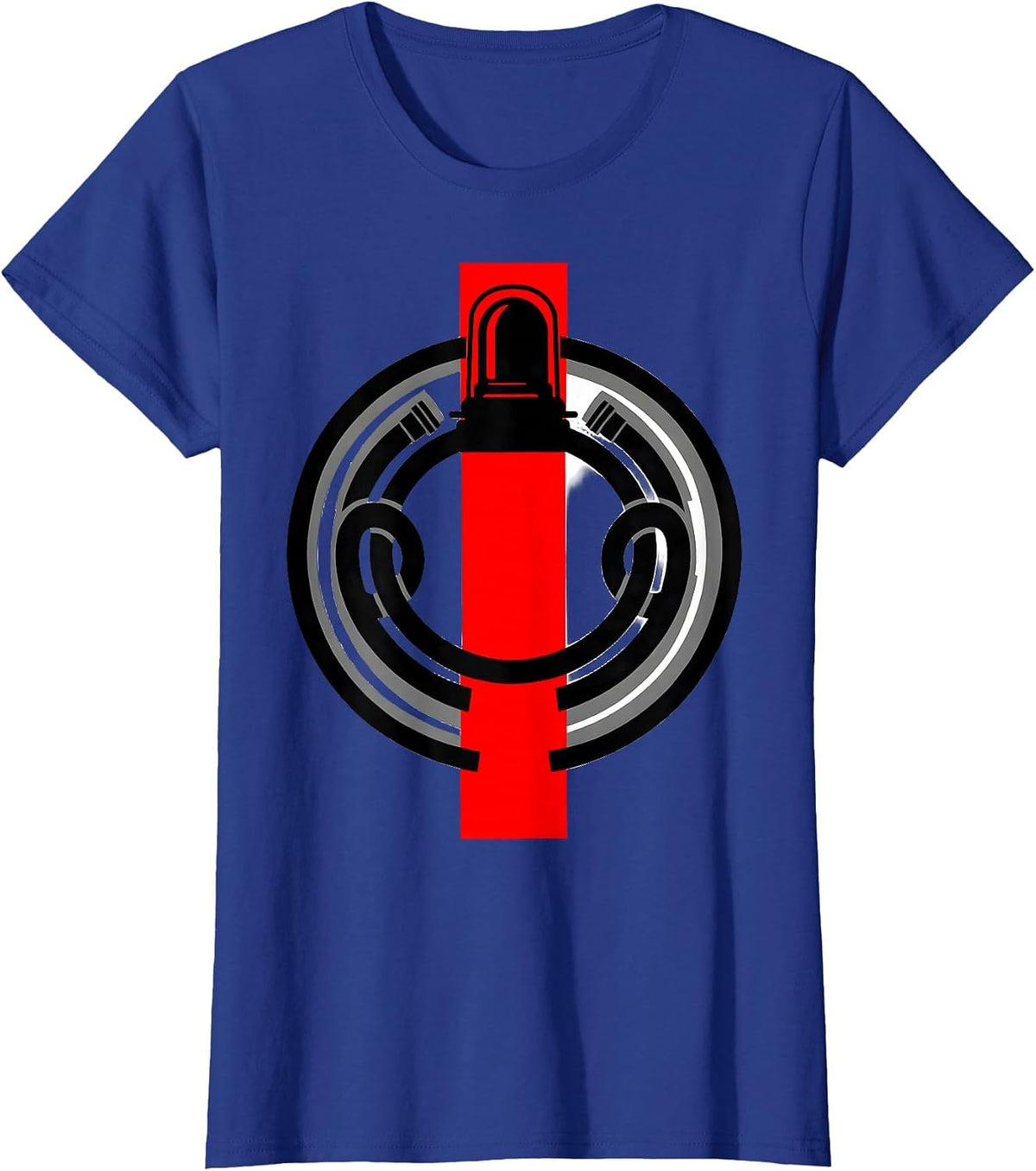 Women's Firefighter Beacon Light Dome Holiday Badge Screenprint T-Shirt - Royal Blue