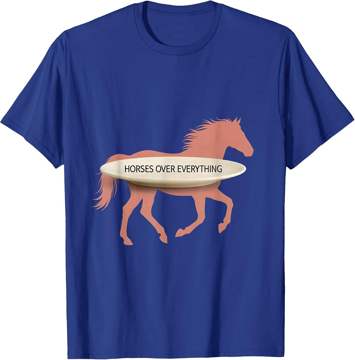 Horses Over Everything Western Design T-Shirt - Royal Blue