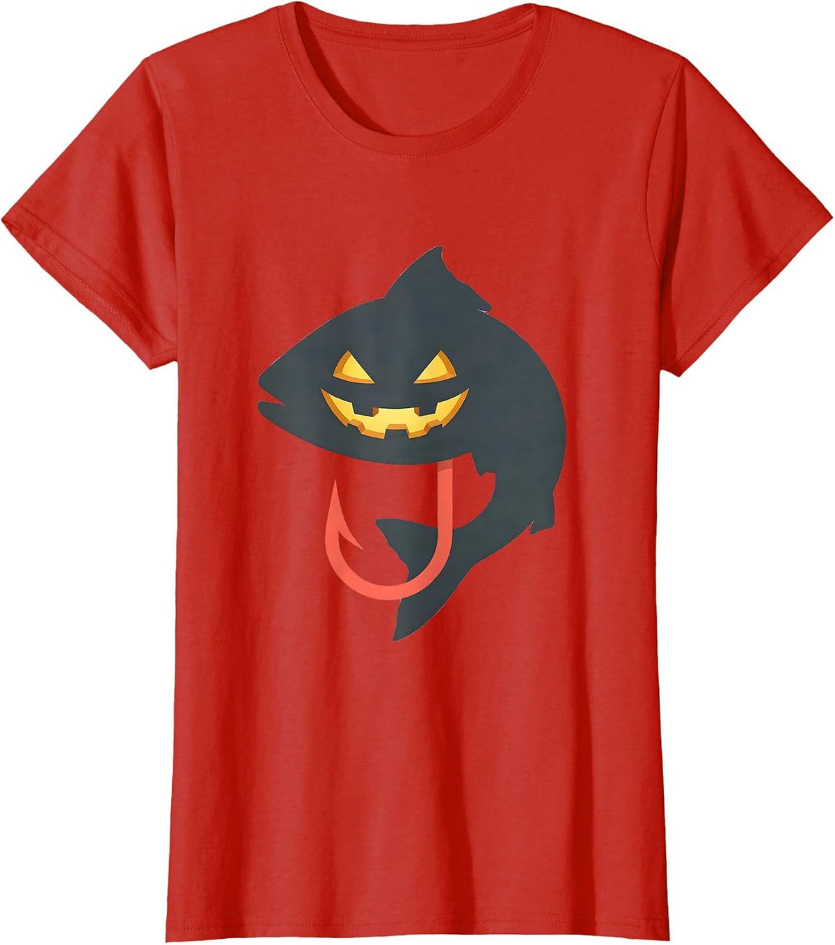 Catfish Skeleton Halloween Fishing Humor Funny T-Shirt - Red