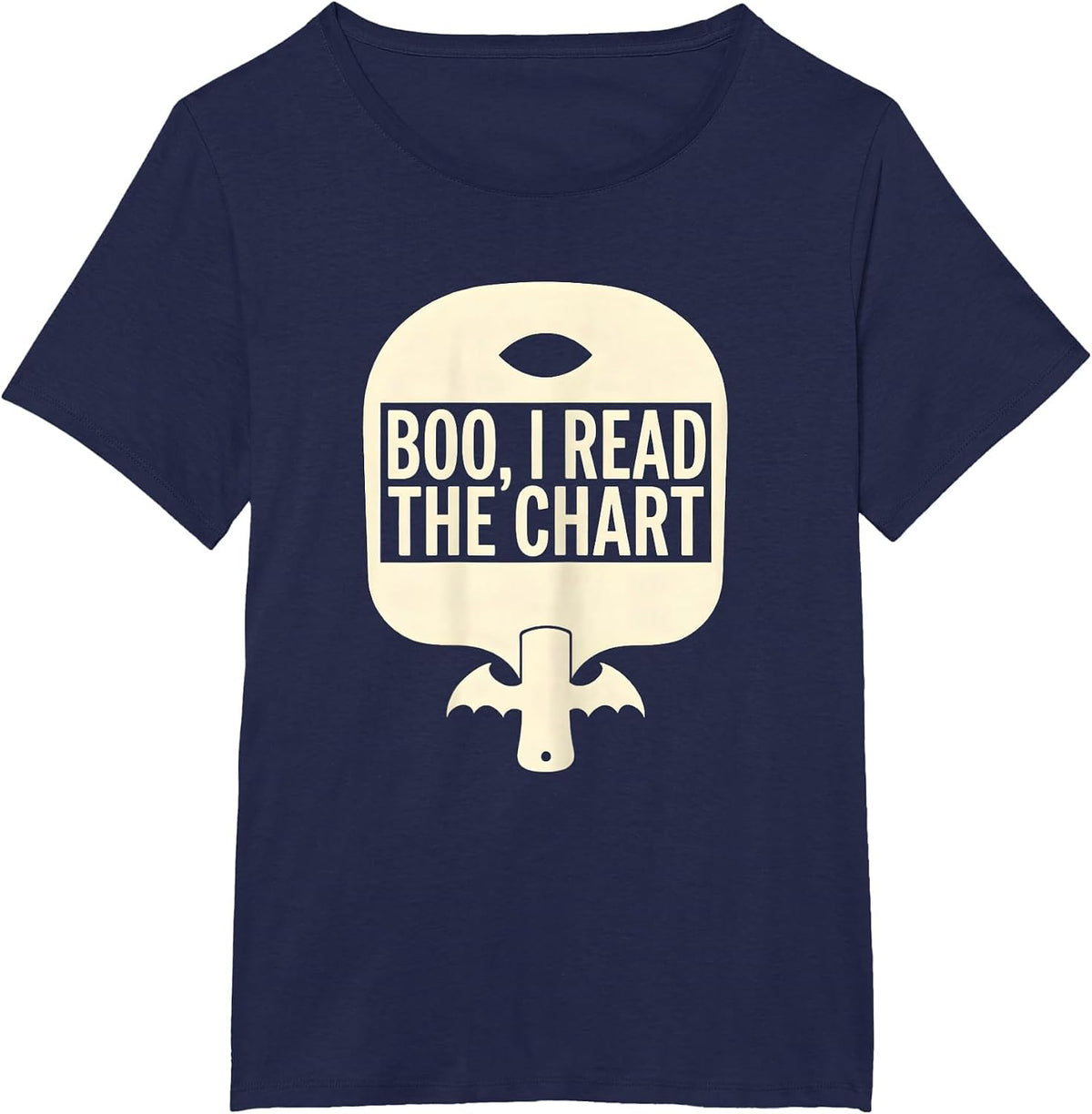 Women's Boo I Read The Chart Funny Optometrist Halloween Eye Doctor T-Shirt - Navy Blue