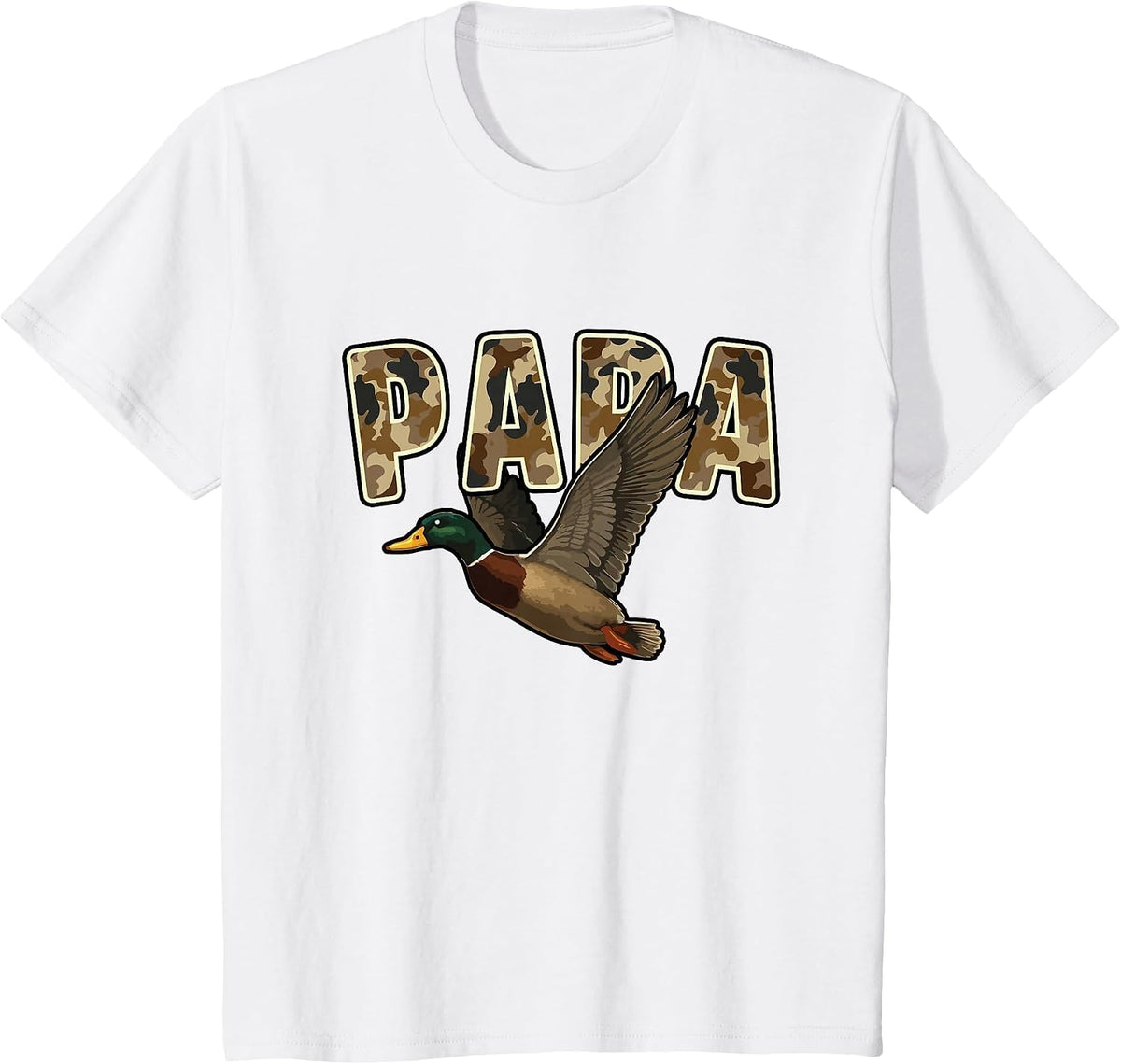 Camouflage Vintage Mallard Duck Retro Camo Hunting Papa T-Shirt - White