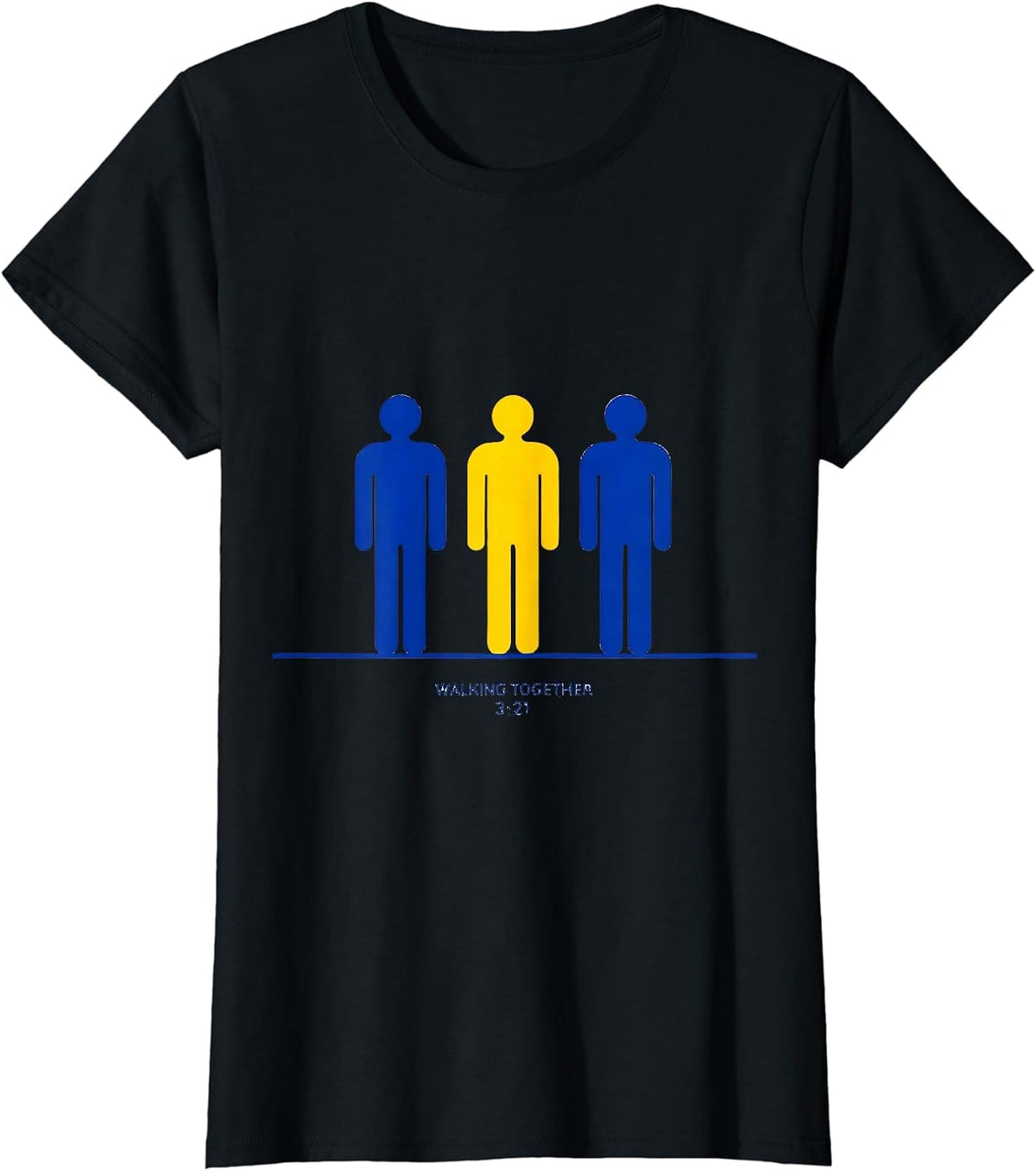 Walking Together, 321 Down Syndrome Awareness Family Support T-Shirt - Black