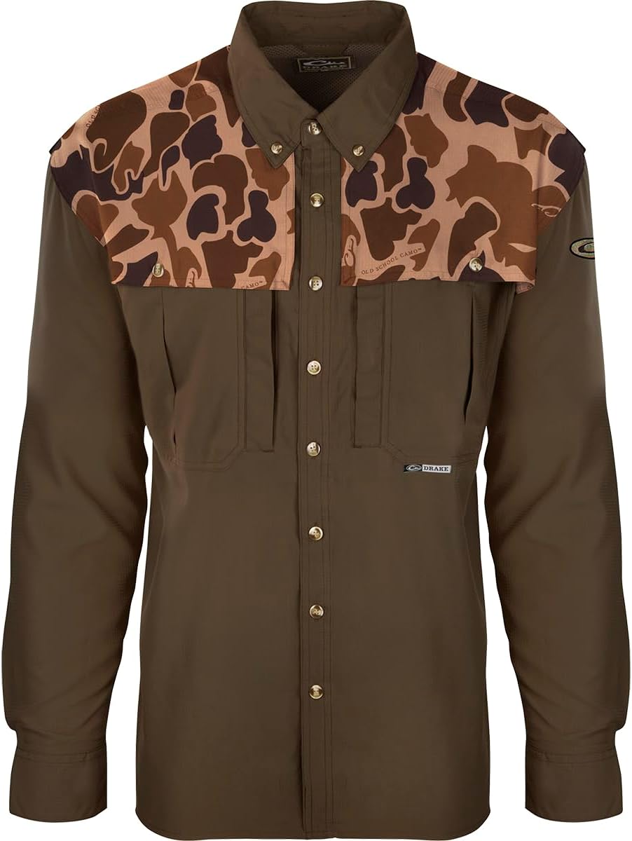 Drake Waterfowl Men's EST Two-Tone Camo Flyweight Wingshooter's Long Sleeve Shirt (US, Alpha, Medium, Regular, Regular, Old