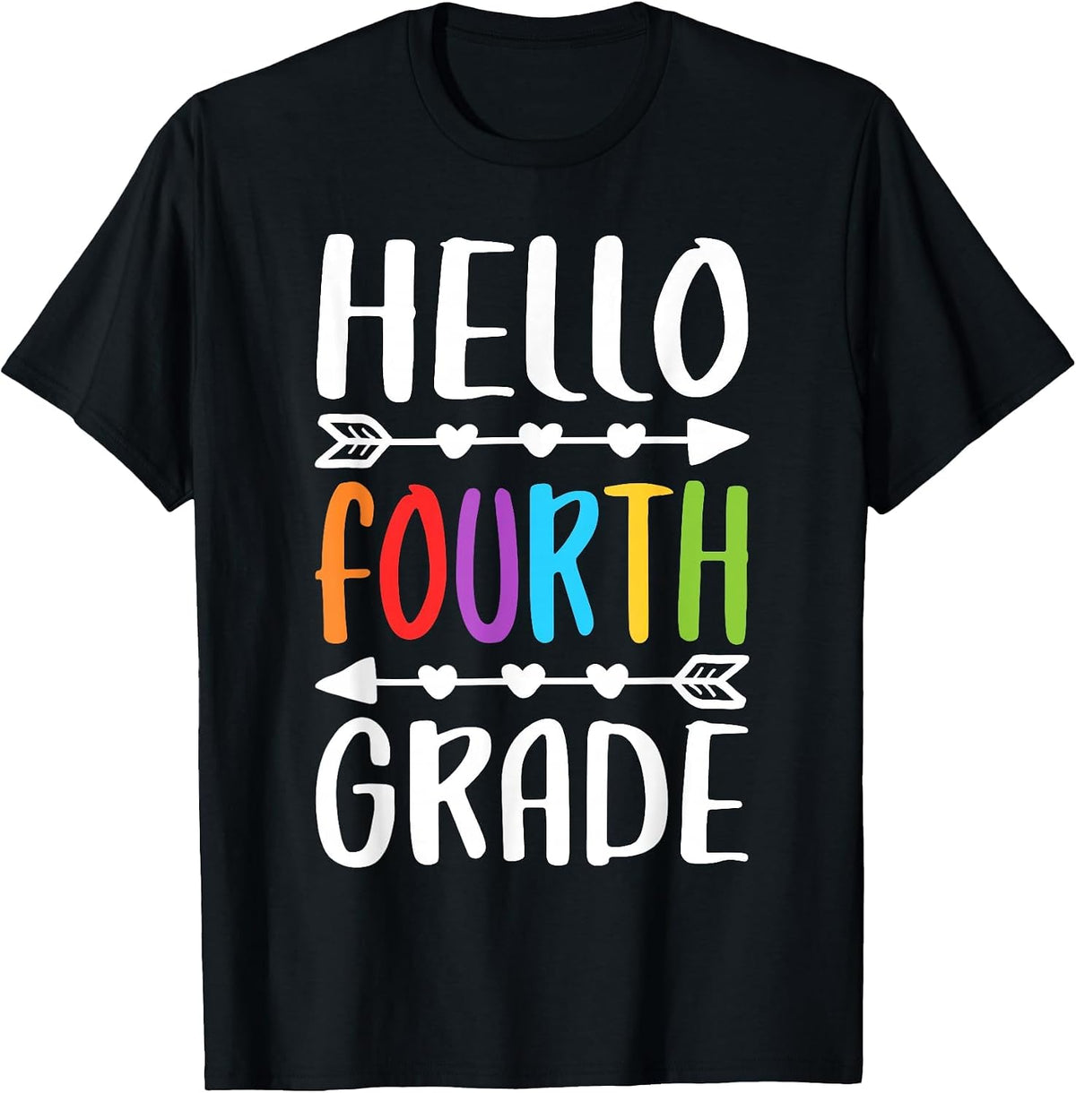 Hello Fourth Grade Shirt 4th Grade Boy Girl Student Teacher T-Shirt - Black
