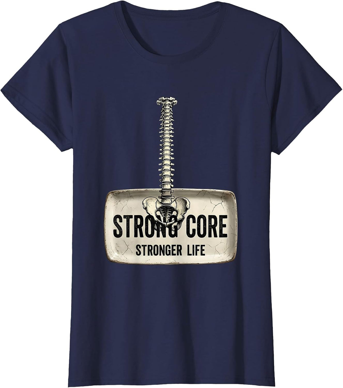 Women's Strong Core Stronger Life Pilates Design T-Shirt - Navy Blue