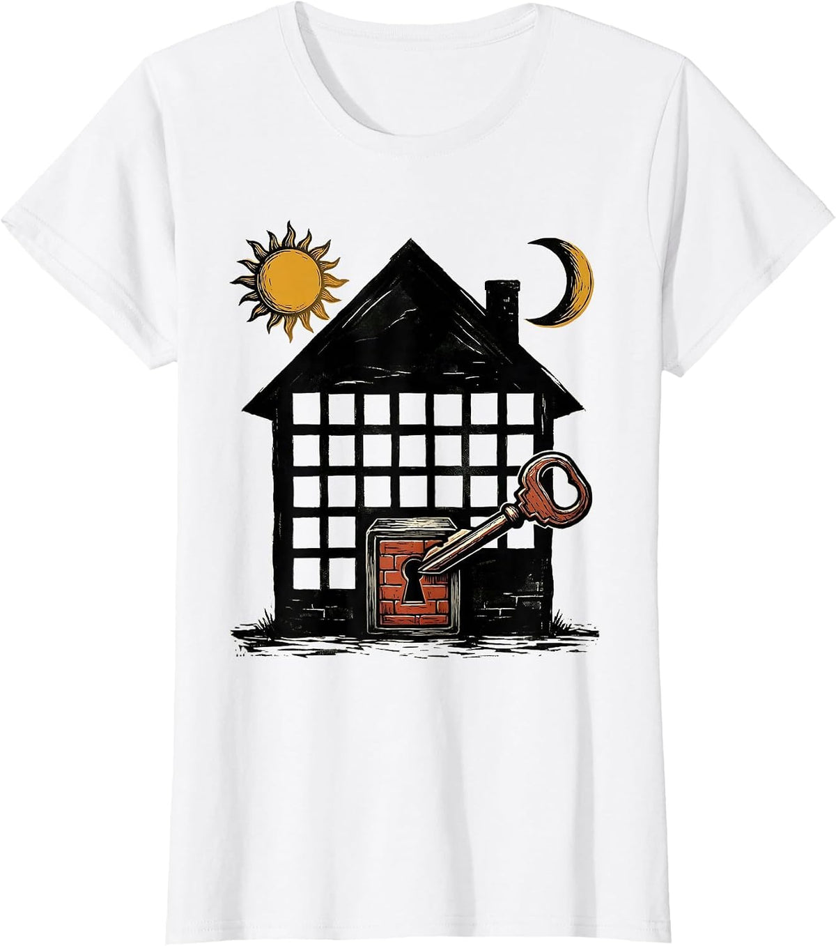 Women's Interlocked House Calendar Realtor Humor Real Estate Agent T-Shirt - White