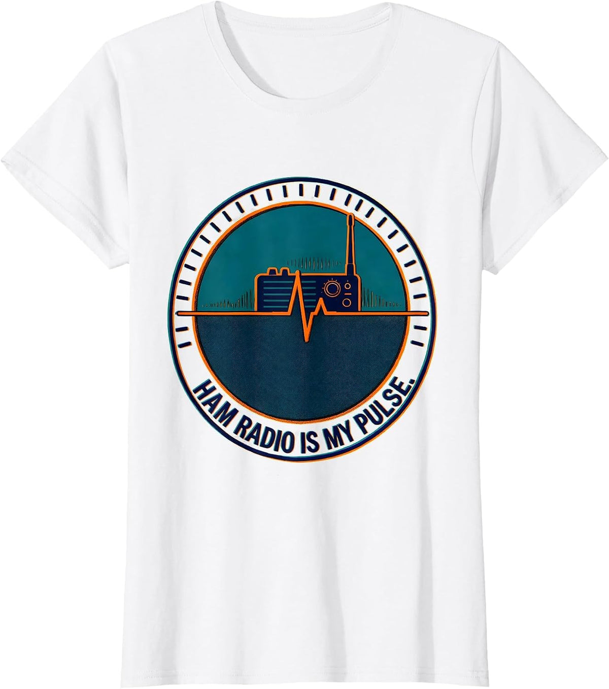Women's Ham Radio Is My Pulse Risograph Hobbyist Novelty T-Shirt - White