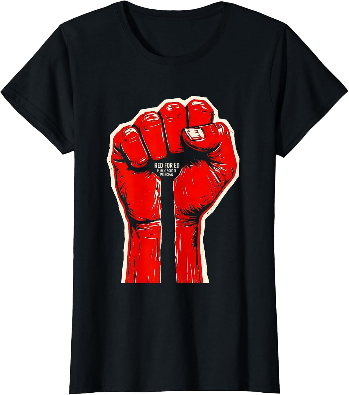 Women's Red For Ed Public School Principal Teacher Advocacy T-Shirt - Black