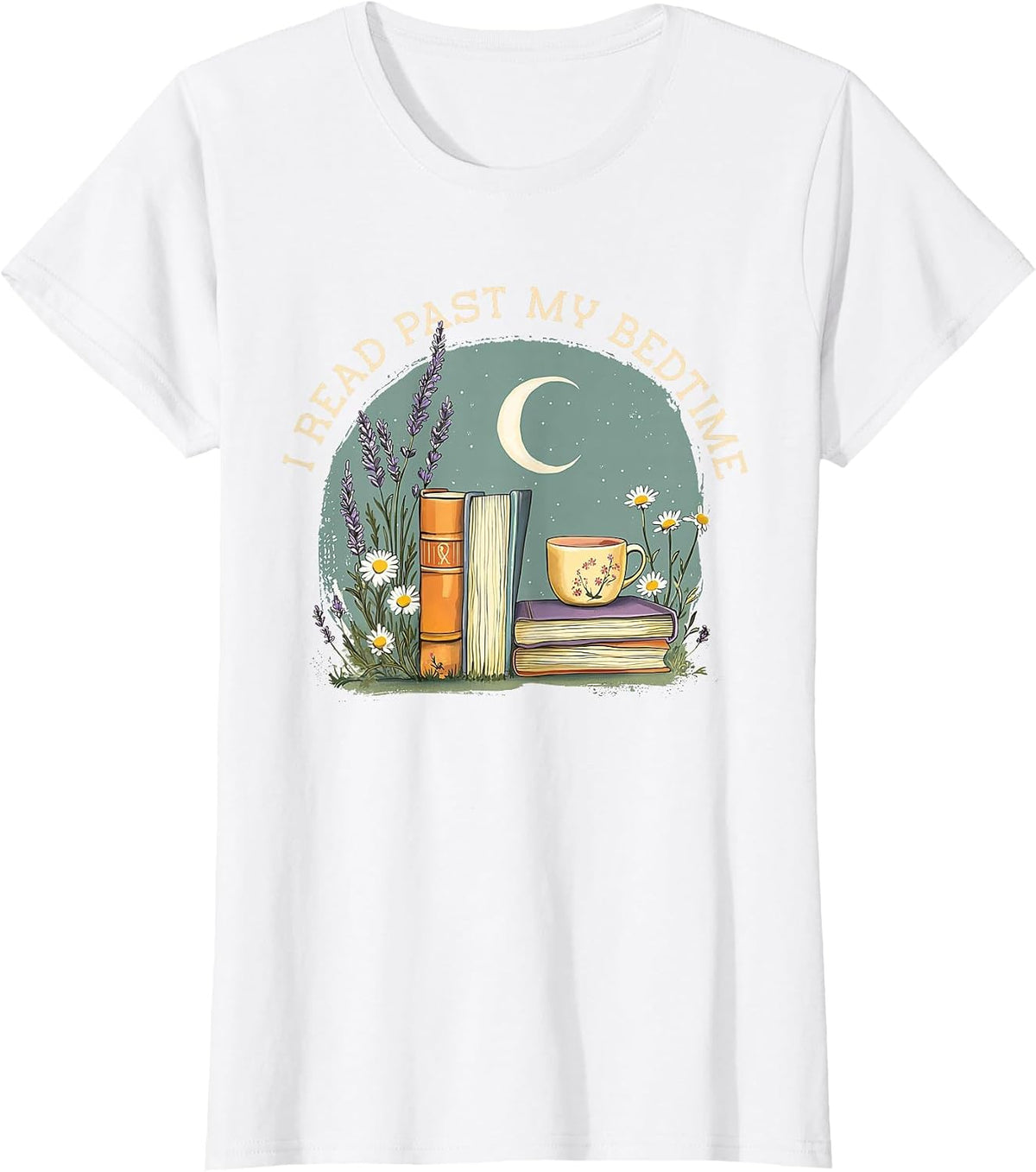 I Read Past My Bedtime T-Shirt Tee for Book Lovers and Reading Enthusiasts - White