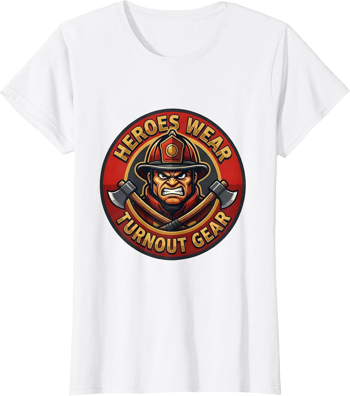 Women's Heroes Wear Turnout Gear Firefighter Design T-Shirt - White
