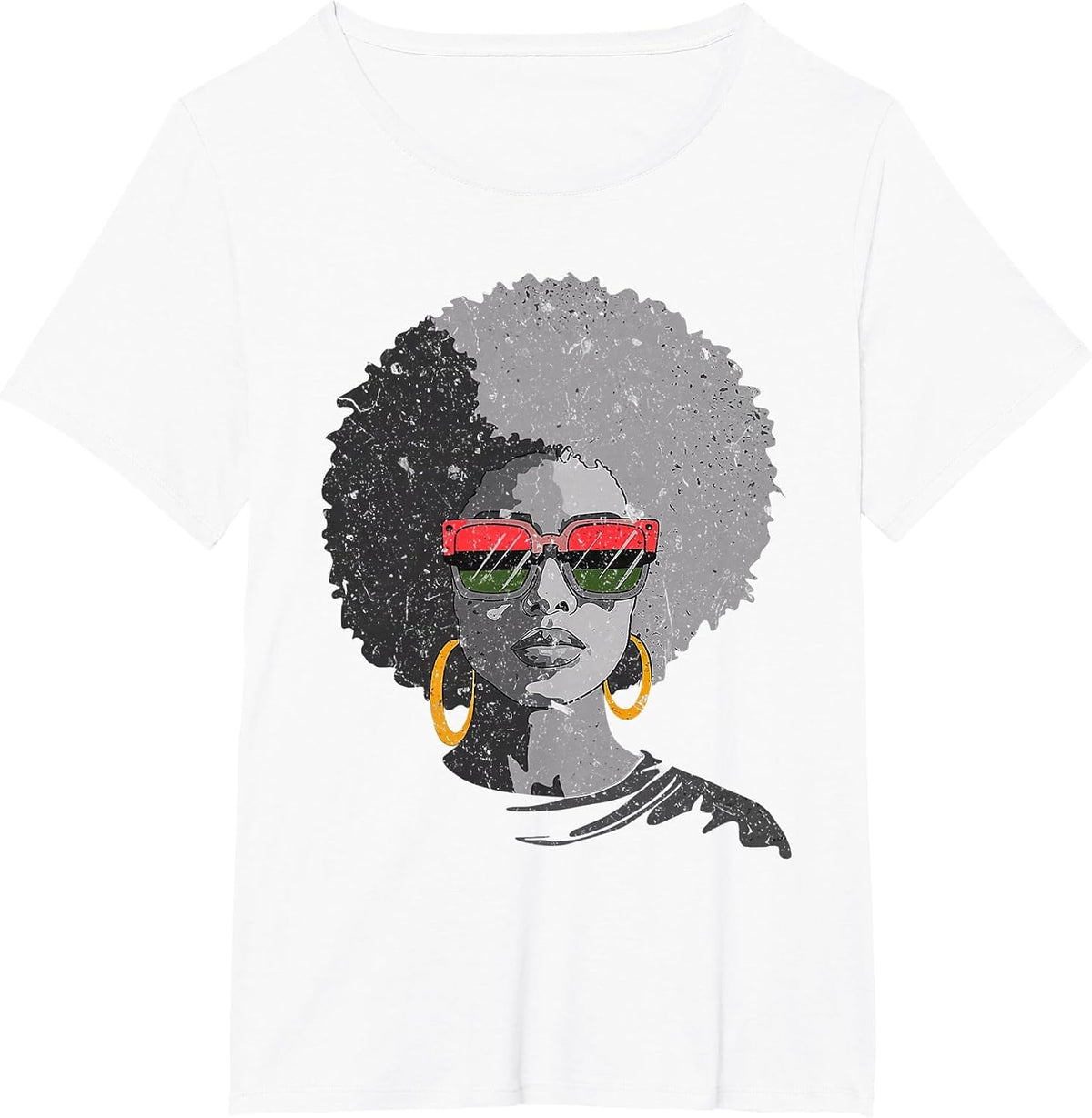 Women Black Queen Afro Melanin Face Dripping Juneteenth T-Shirt - White
